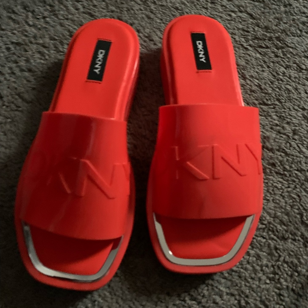 DKNY Bold orange Slide Sandals